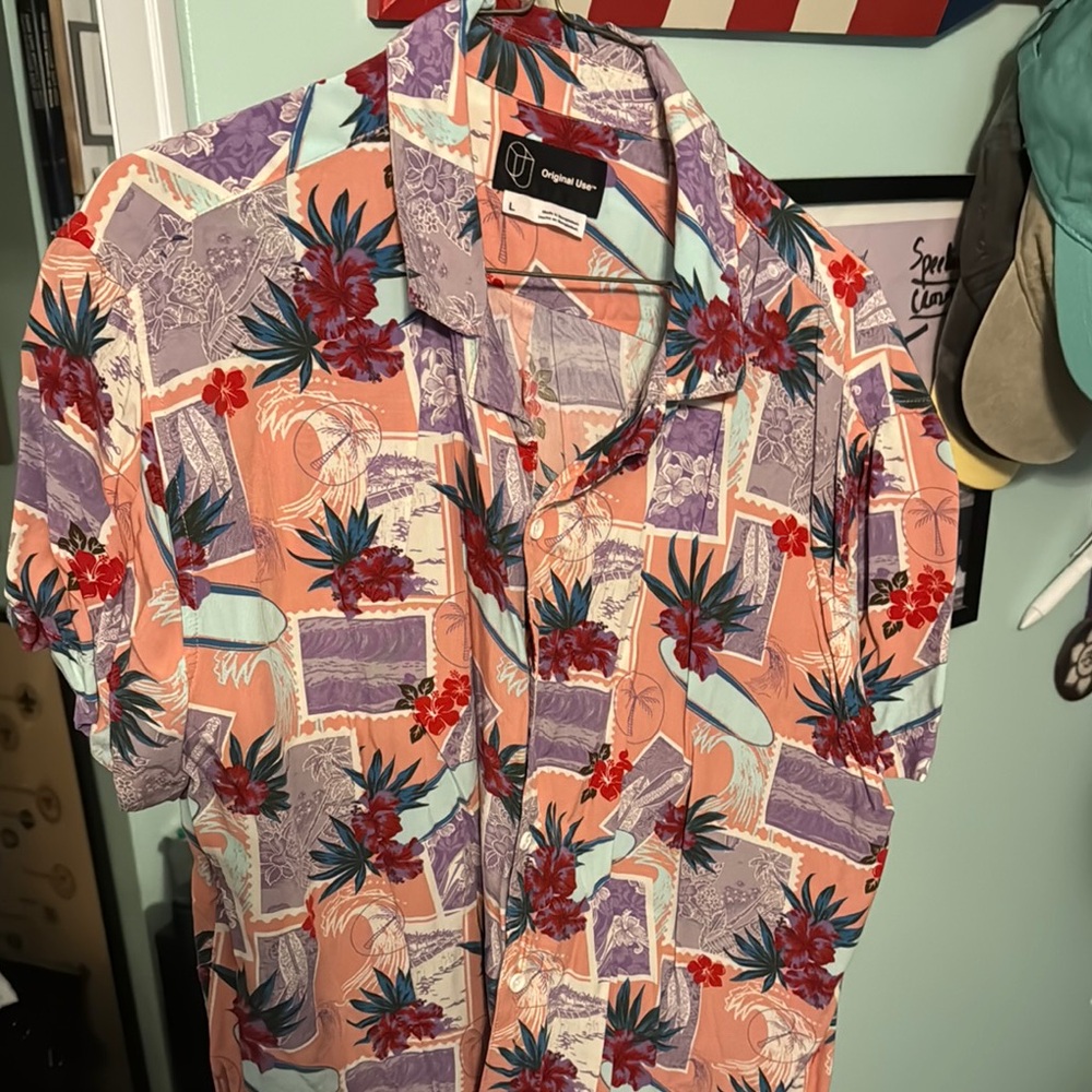 Original Penguin Casual Button Down Shirt in Orange and Purple